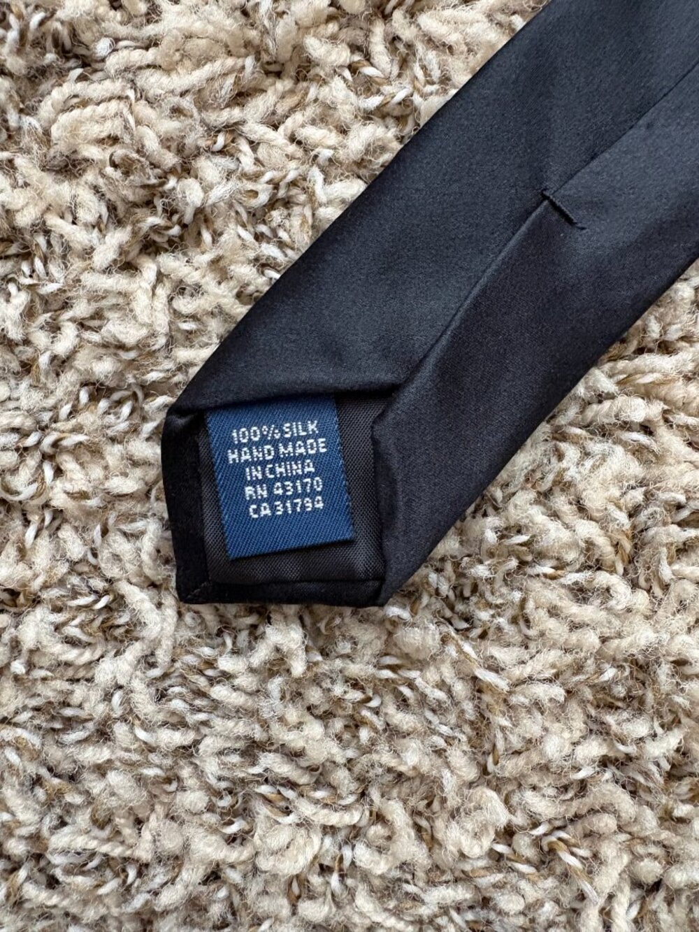 John Ashford Black Solid Silk Neck Tie Classic Men's Formal Business - Picture 4 of 5